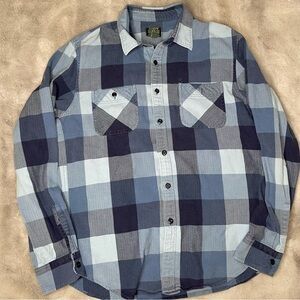 Vintage J.Crew blue buffalo plaid button down size Large Blue